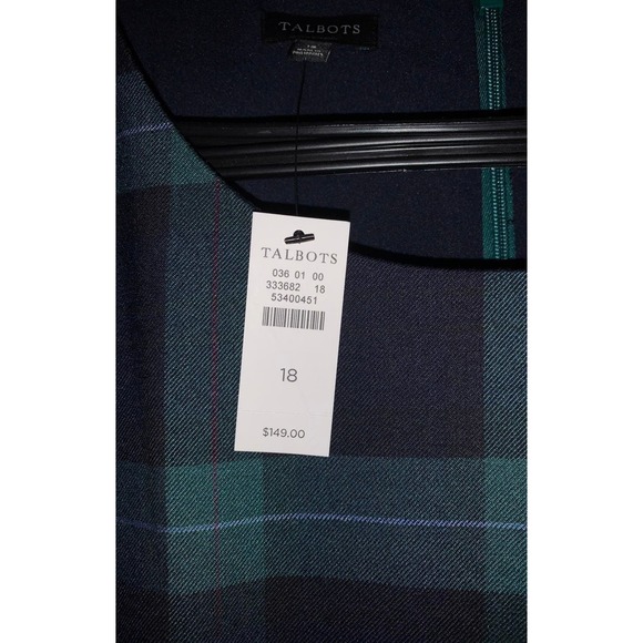 Talbots Green Plaid Bell Sleeve Dress - Picture 3 of 6